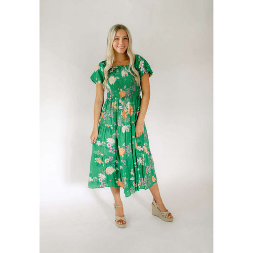 8.28 Boutique:8.28 Boutique,The Evergreen Floral Midi Dress,Dress