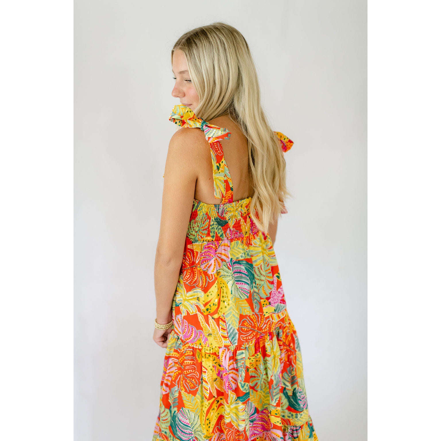 8.28 Boutique:Karlie Clothes,Karlie Tropical Palm Banana Tie Shoulder Maxi Dress,Dress