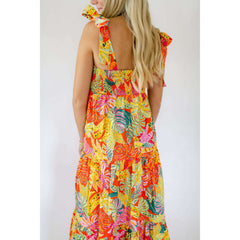 8.28 Boutique:Karlie Clothes,Karlie Tropical Palm Banana Tie Shoulder Maxi Dress,Dress