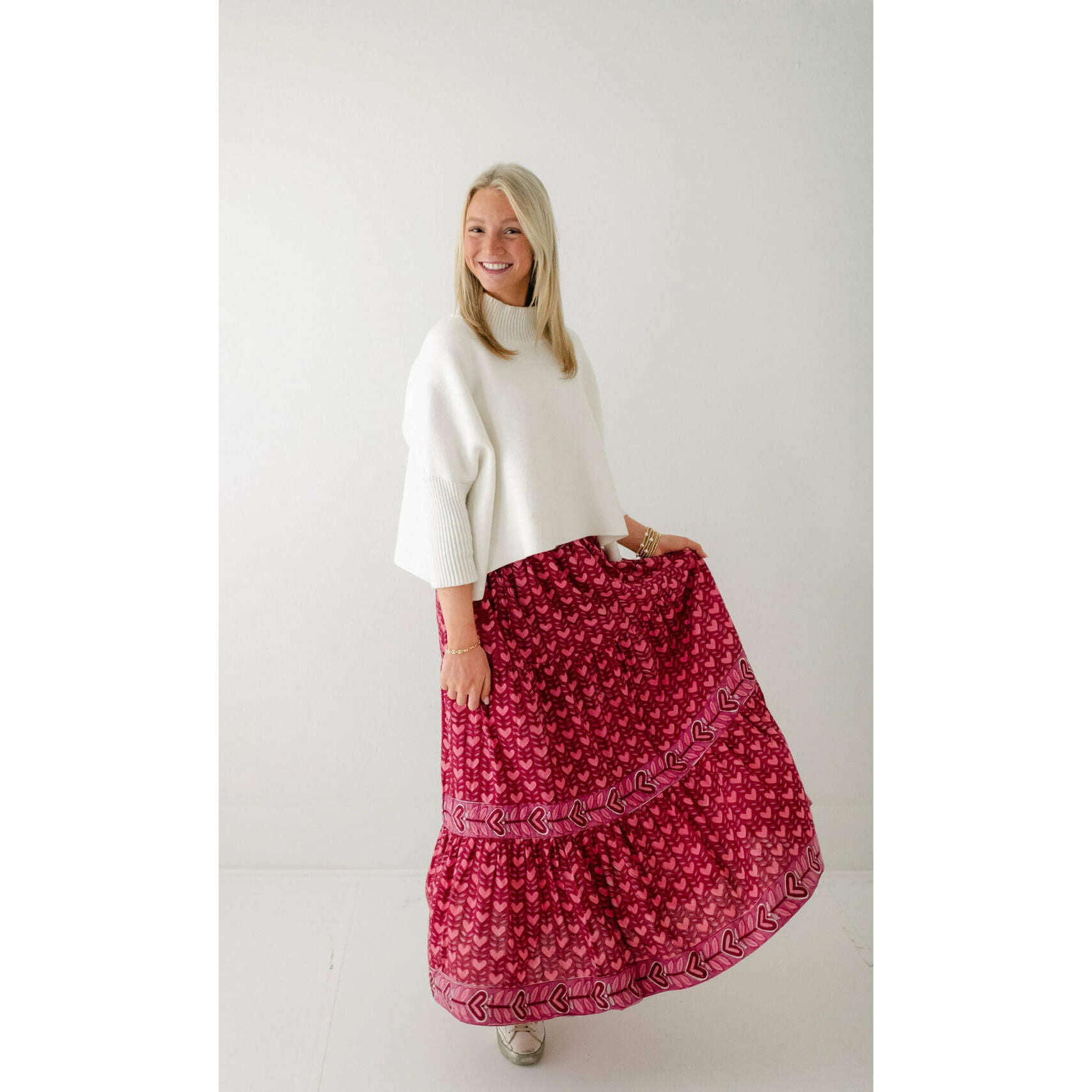 8.28 Boutique:Victoria Dunn,Victoria Dunn Carnation Skirt in Candy Hearts,skirt