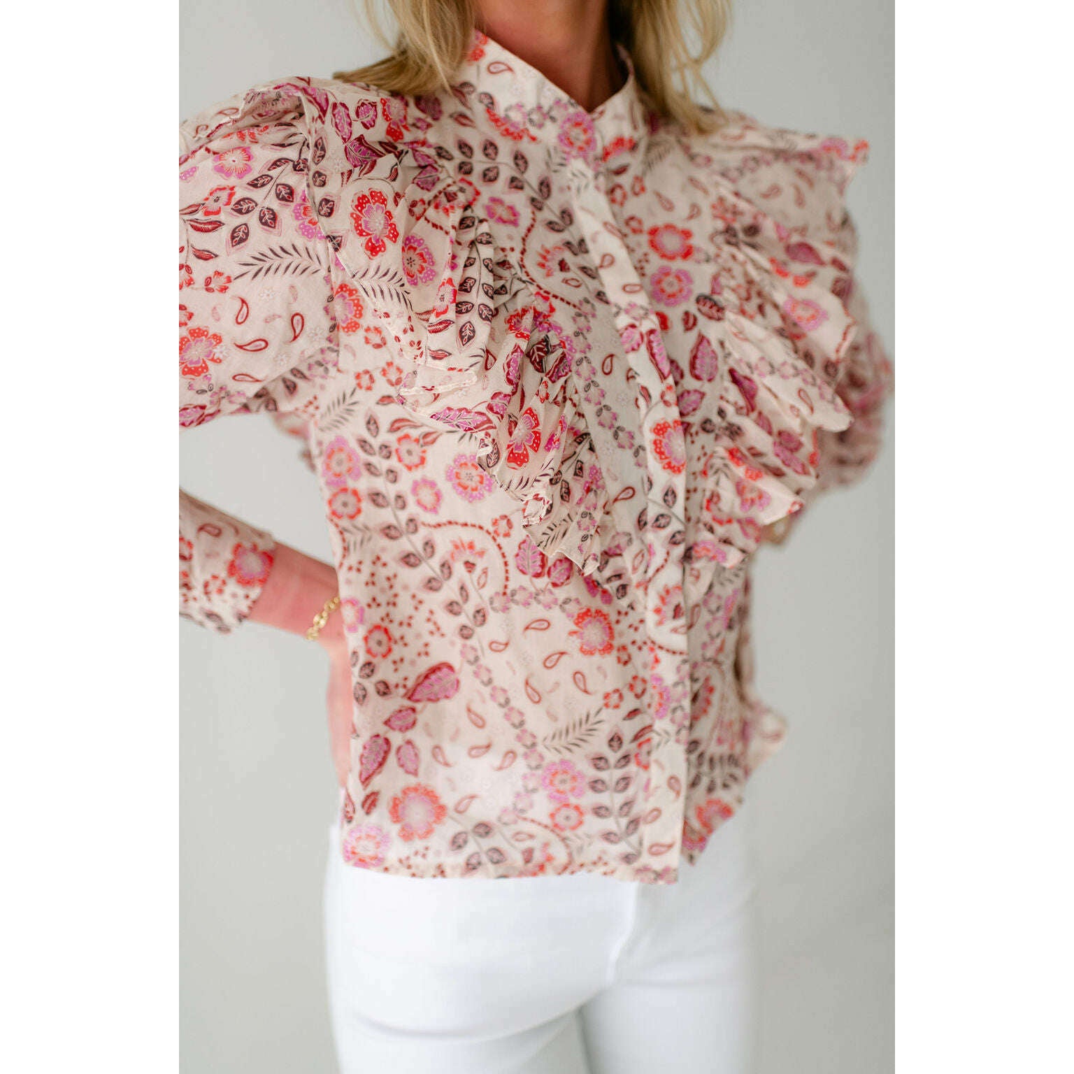 8.28 Boutique:Karlie Clothes,Karlie Floral Paris Ruffle Button Up Top,