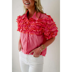 8.28 Boutique:Karlie Clothes,Karlie Pink Ruffle Button Up Top,