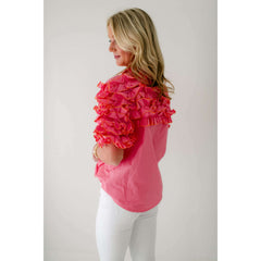8.28 Boutique:Karlie Clothes,Karlie Pink Ruffle Button Up Top,