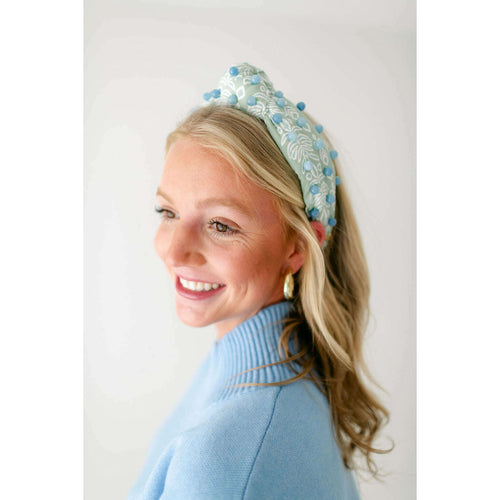 8.28 Boutique:Brianna Cannon,Brianna Cannon Spa Green and Blue Palm Headband,headband