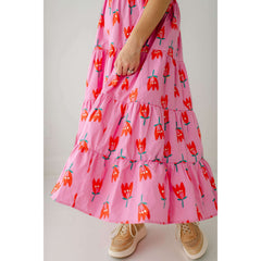 8.28 Boutique:Karlie Clothes,Karlie Poplin Strawberry Poppy Puff Sleeve Tiered Maxi Dress,Dress