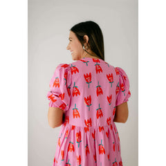 8.28 Boutique:Karlie Clothes,Karlie Poplin Strawberry Poppy Puff Sleeve Tiered Maxi Dress,Dress