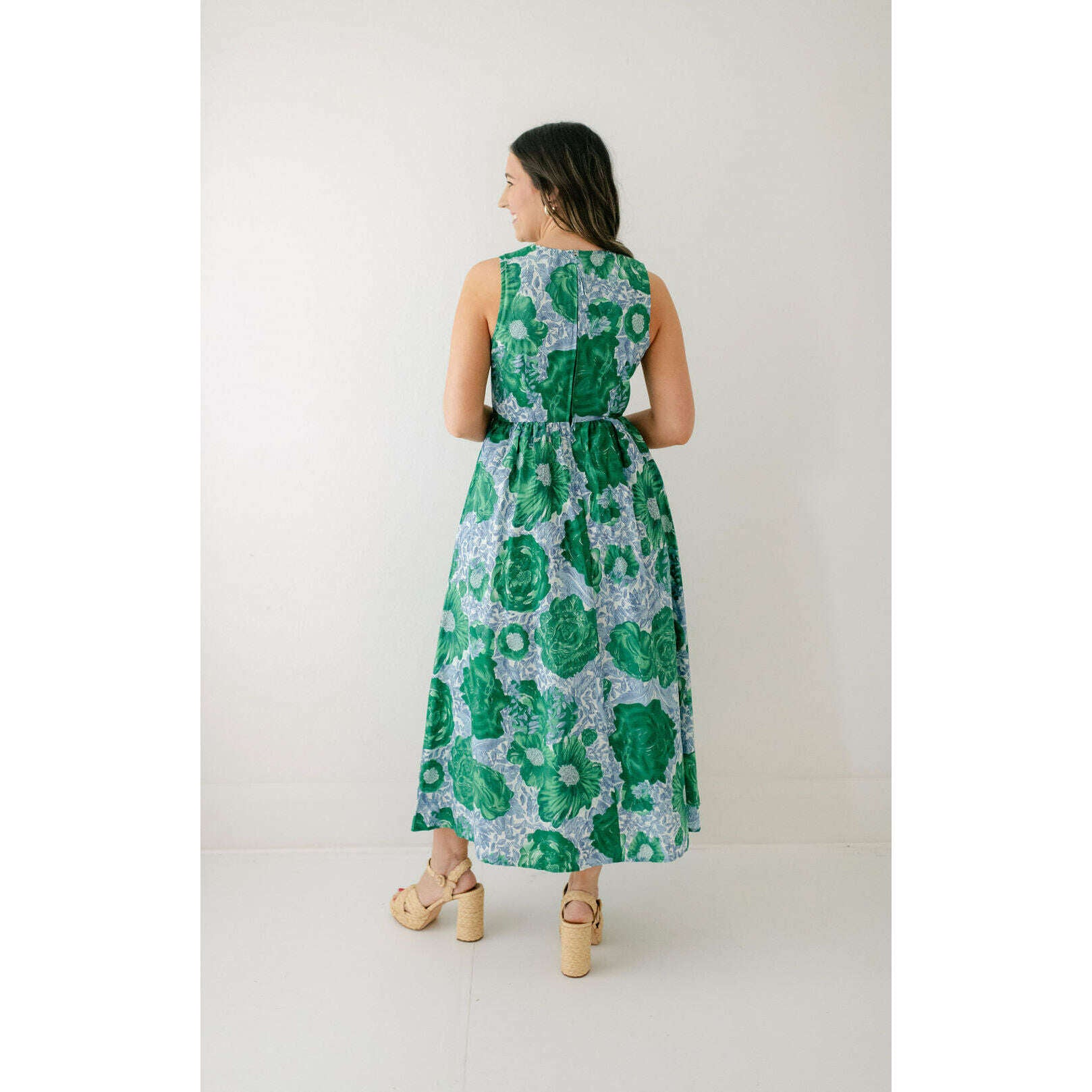 8.28 Boutique:8.28 Boutique,The Sidney Dress in Hydrangea Sky Blue & Green,Dress