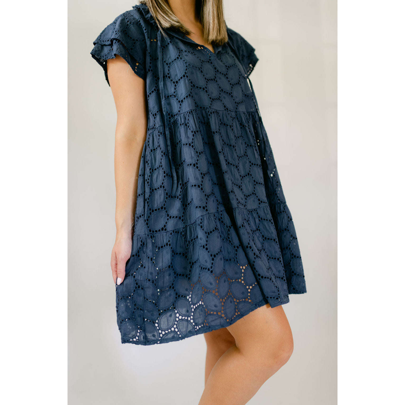 8.28 Boutique:Sofia Collections,Sofia Collections Jules Eyelet Navy Dress,Dress