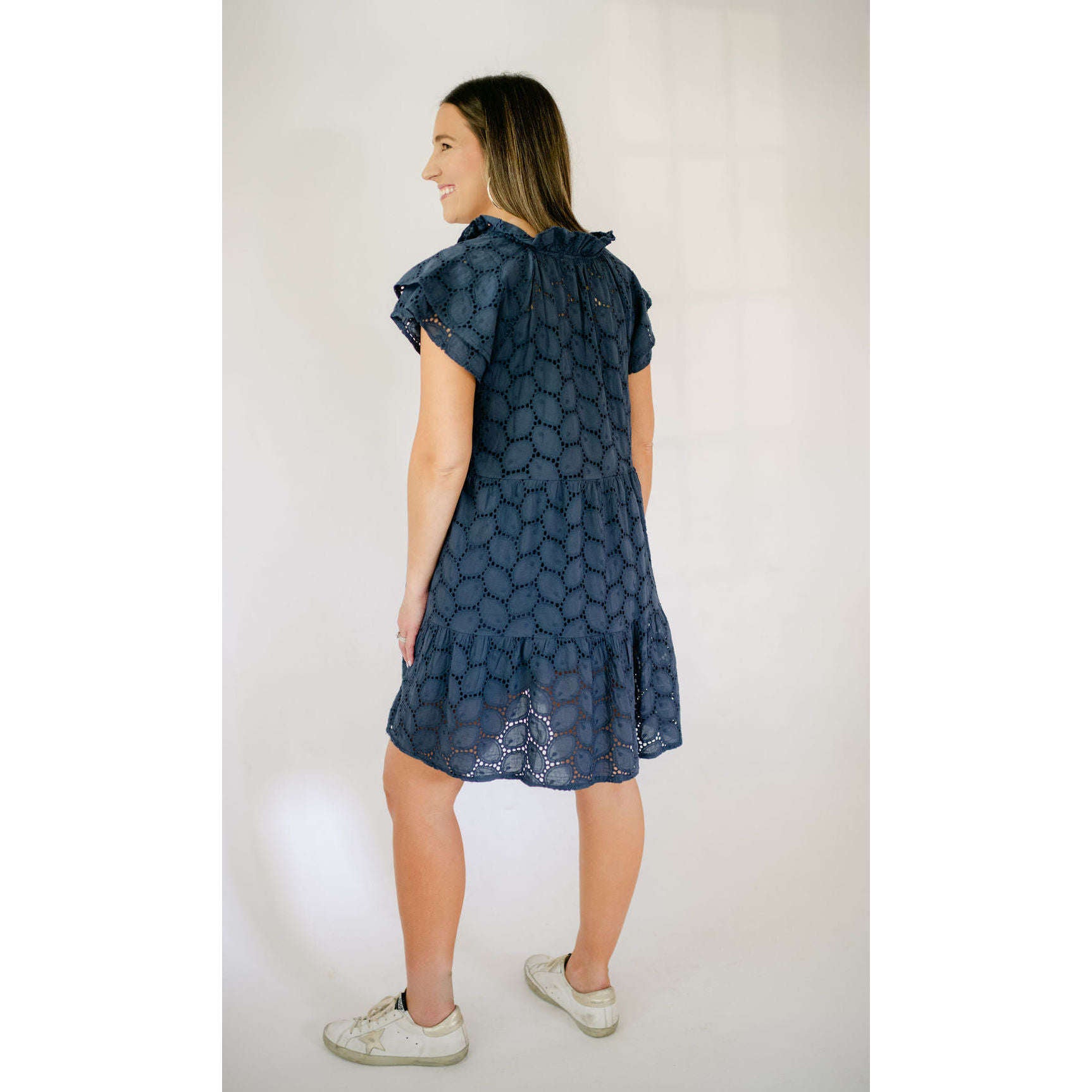 8.28 Boutique:Sofia Collections,Sofia Collections Jules Eyelet Navy Dress,Dress