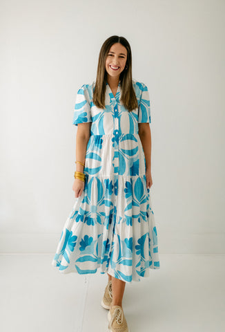 Auerum Blue Floral Midi Dress