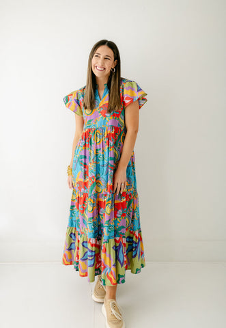 Karlie Clothes Abstract Swirl Tiered Dress
