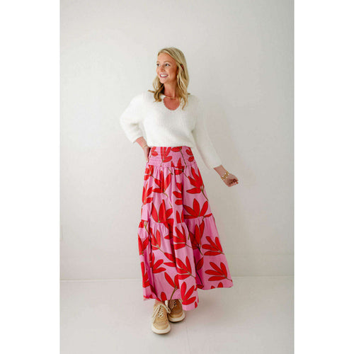 8.28 Boutique:Karlie Clothes,Karlie Poplin Palm Floral Smocked Waist Maxi Skirt,skirt
