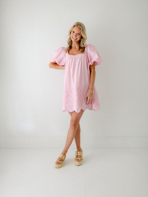 Jacquie the Label Mini Babydoll Embroidered Dress