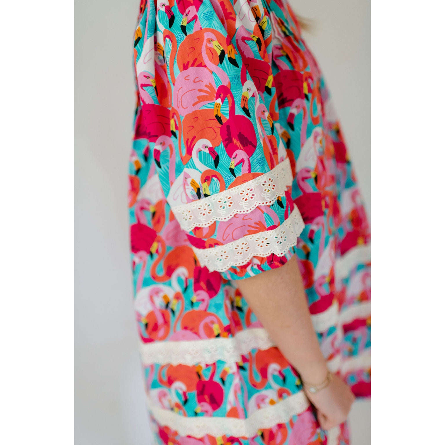 8.28 Boutique:Briton Court,Briton Court Flamingo Puff Sleeve Dress,Dress