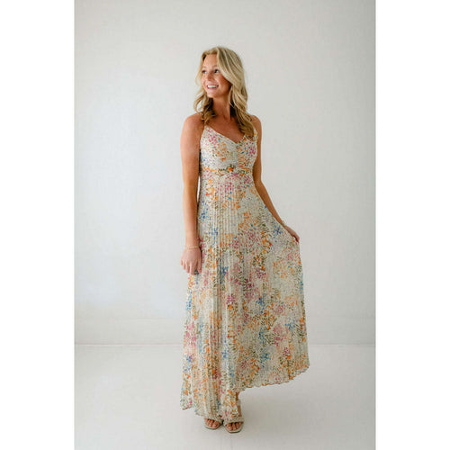 8.28 Boutique:LUCY PARIS,Lucy Paris Rose Pleated Dress in Multi Floral,Dress