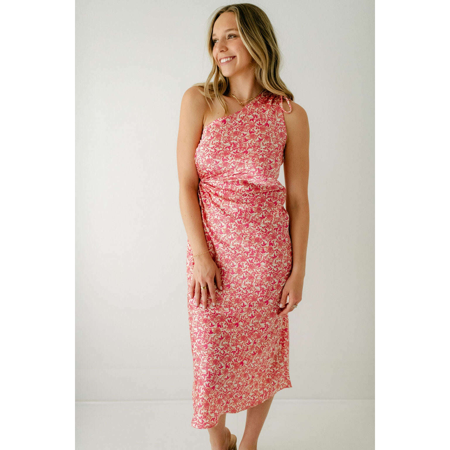 Mink Pink Alina Pink Floral One Shoulder Dress 8.28 Boutique Mink Pink Alina Pink Floral One Shoulder Dress 8.28 Boutique