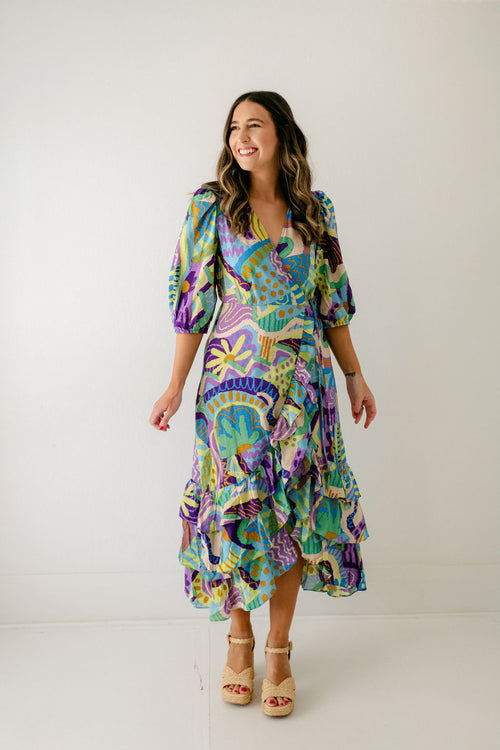 Meet Me in Santorini Frida Dress in Tribal Print
