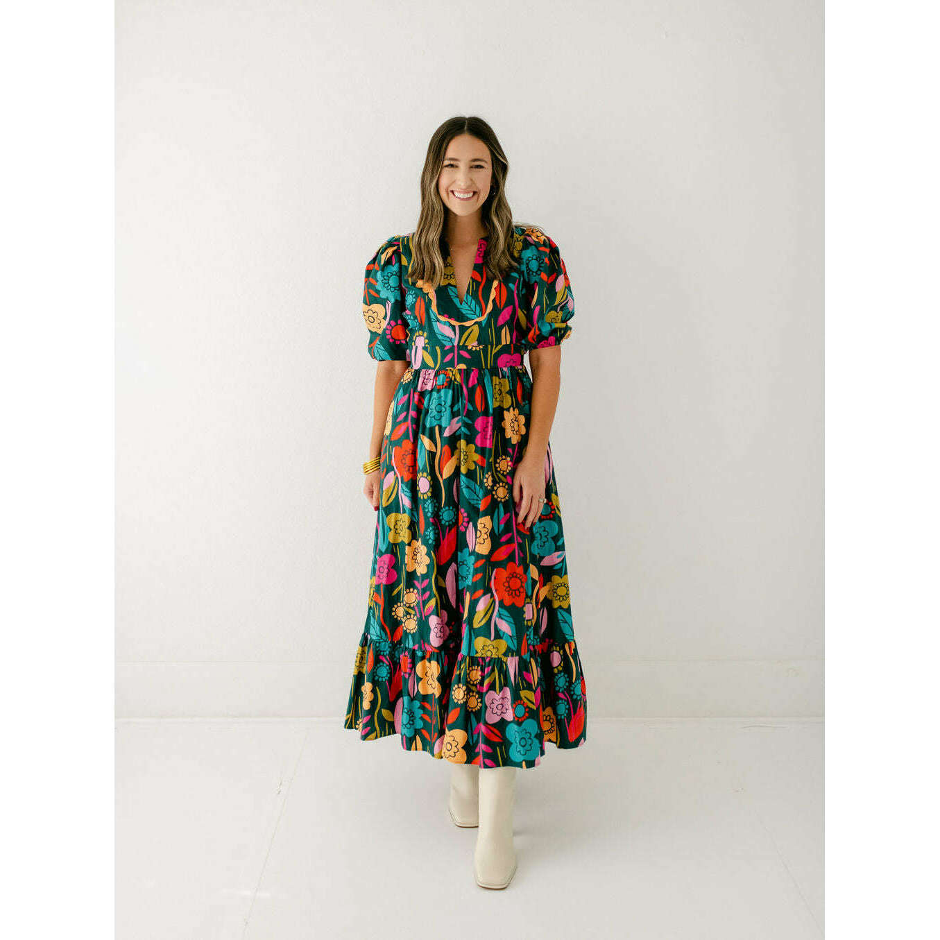 8.28 Boutique:Karlie Clothes,Karlie Retro Garden V-Neck Maxi Dress,Dress