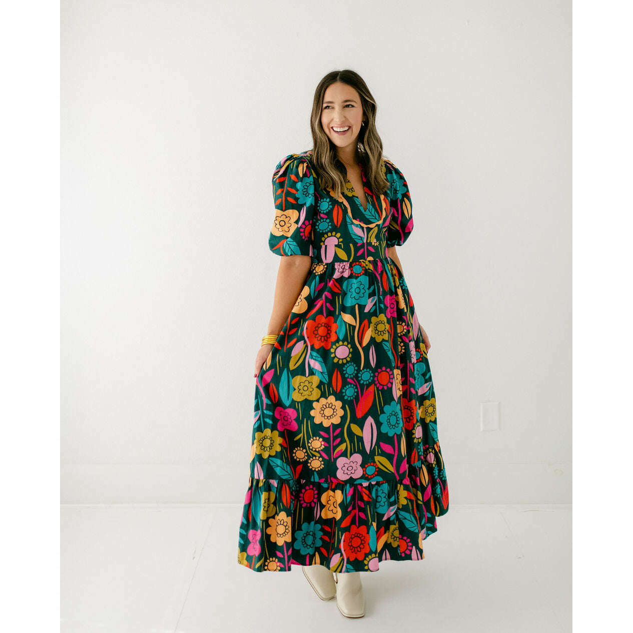 8.28 Boutique:Karlie Clothes,Karlie Retro Garden V-Neck Maxi Dress,Dress