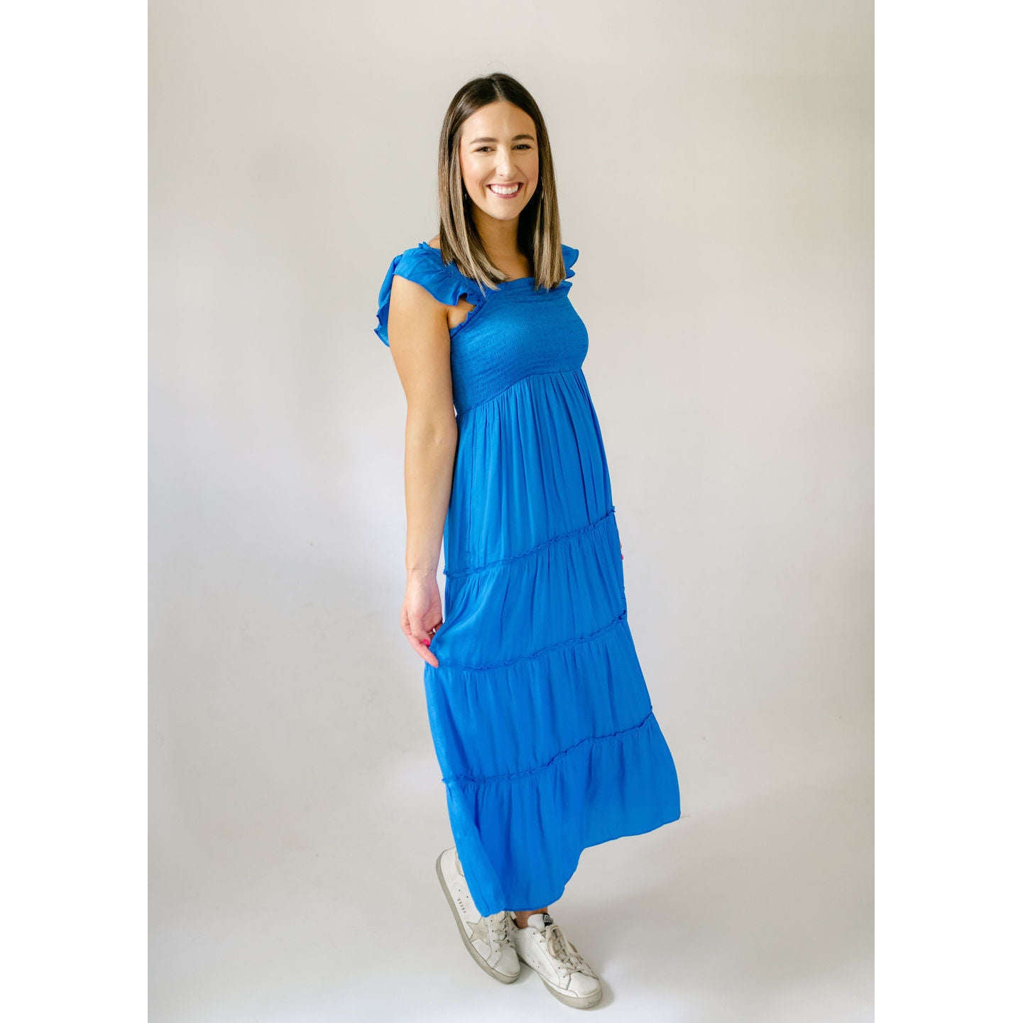 8.28 Boutique:8.28 Boutique,The Gator Smocked Top Midi Dress,Dress