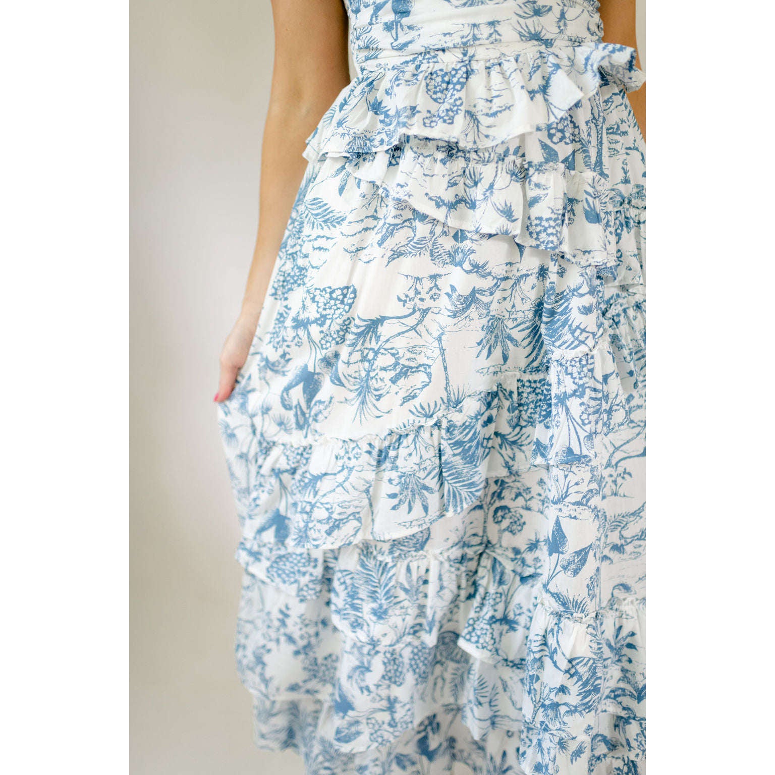 8.28 Boutique:Storia,The Caroline Blue and White Ruffle Dress,Dress