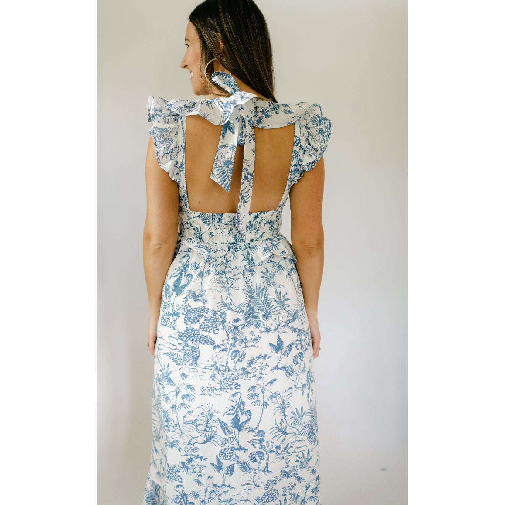 8.28 Boutique:Storia,The Caroline Blue and White Ruffle Dress,Dress
