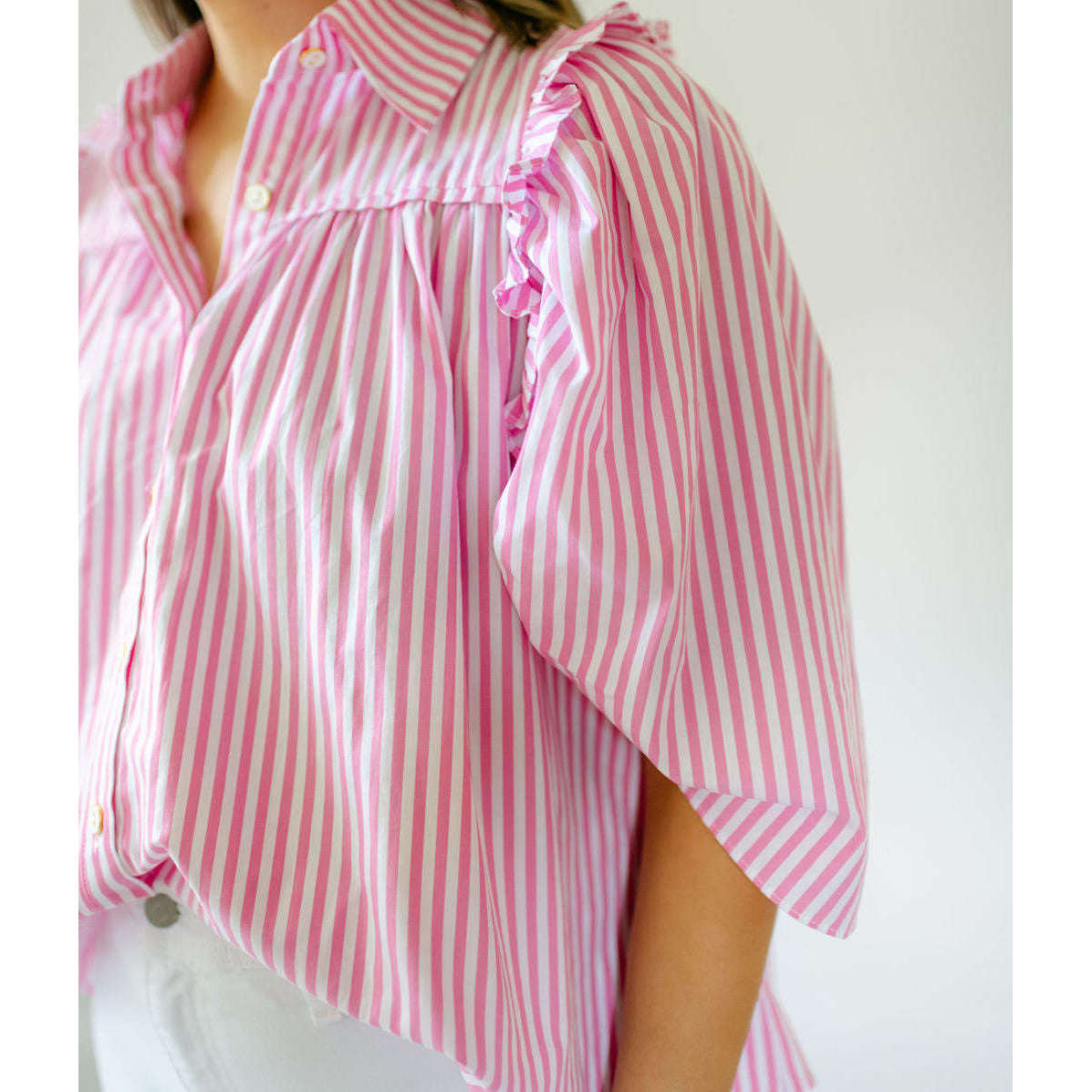 8.28 Boutique:Karlie Clothes,Karlie Pink Stripe Poplin Button Up Top,Tops
