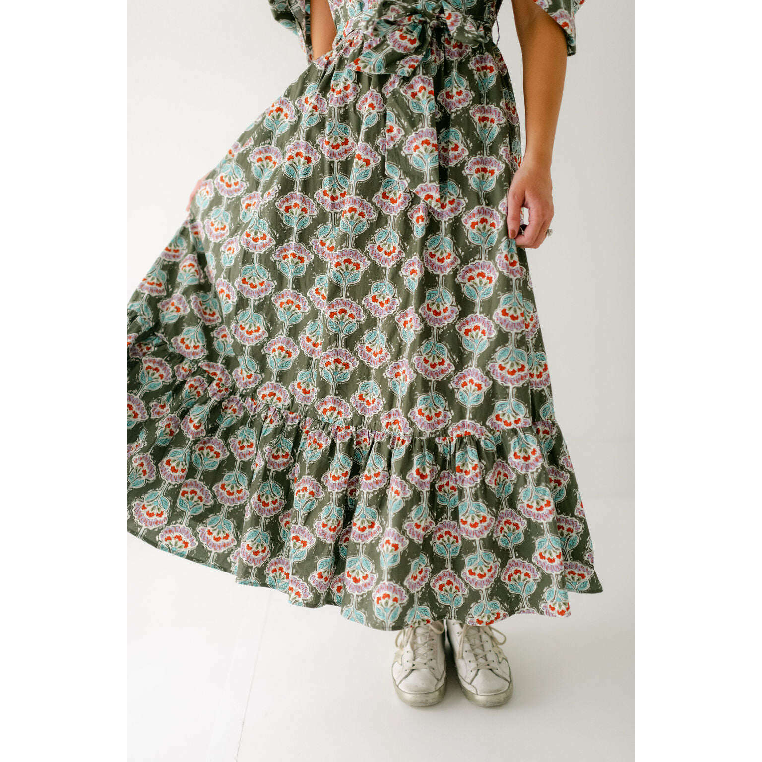 8.28 Boutique:Karlie Clothes,Karlie Vintage Floral Paris Puff Sleeve Tie Tiered Maxi Dress,Dress