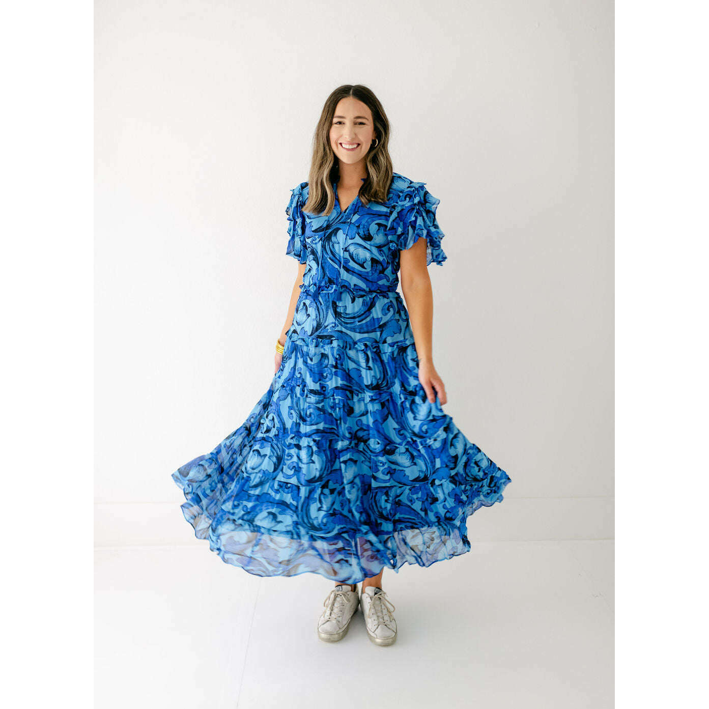 8.28 Boutique:Maude Vivante,Maude Vivante Stella Print Dress in Blue,Dress