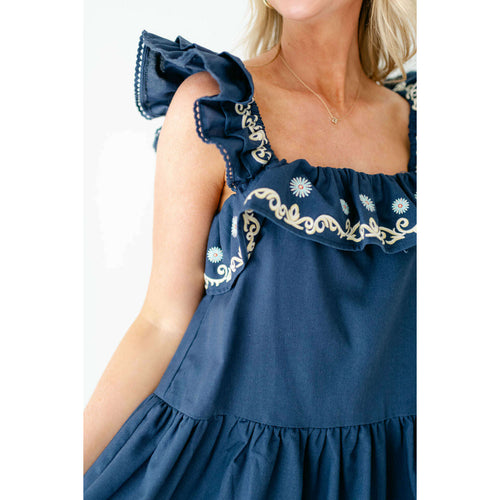 8.28 Boutique:Jacquie the Label,Jacquie the Label Linen Embroidered Tiered Mini Dress,Dress