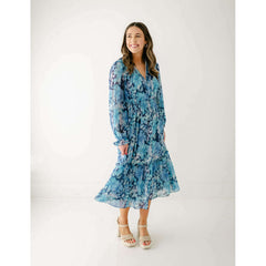 8.28 Boutique:LUCY PARIS,Lucy Paris Trina Long Sleeve Dress in Midnight Blue,Dress