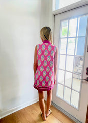 The Olivia Pink Block Print Mini Dress