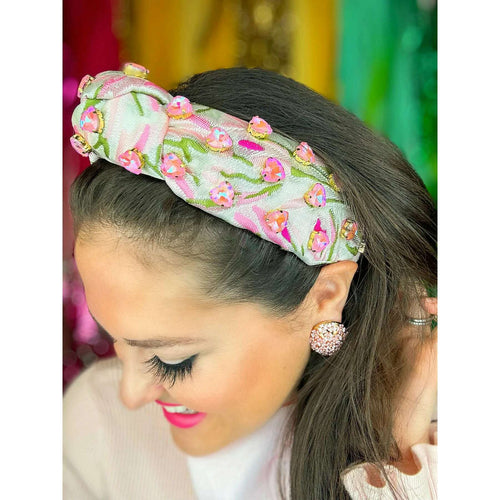 8.28 Boutique:Brianna Cannon,Brianna Cannon Garden Party Headband with Light Pink Heart Crystals,headband