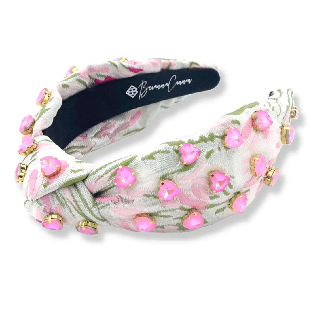 8.28 Boutique:Brianna Cannon,Brianna Cannon Garden Party Headband with Light Pink Heart Crystals,headband