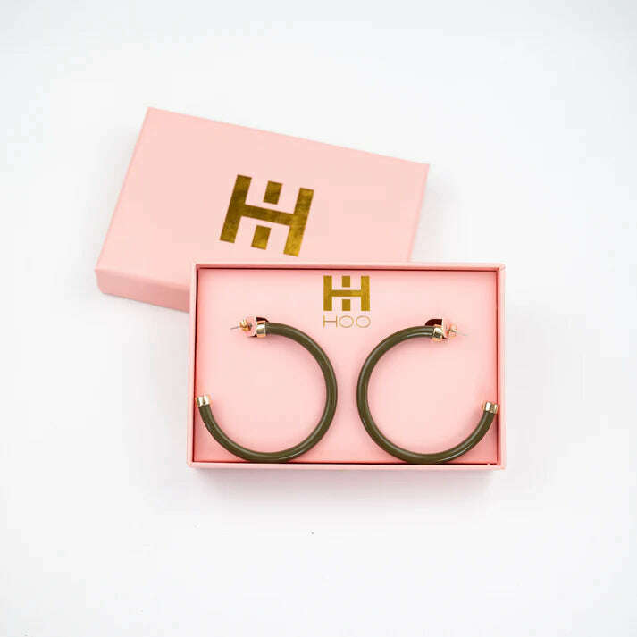 8.28 Boutique:Hoo Hoops,Hoo Hoop Earrings,Earrings,Olive