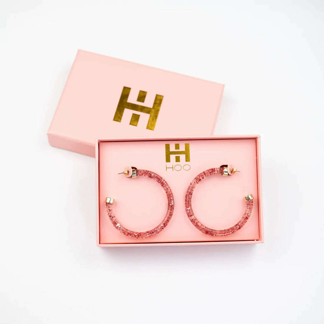 8.28 Boutique:Hoo Hoops,Hoo Hoop Earrings,Earrings,Pink Foil