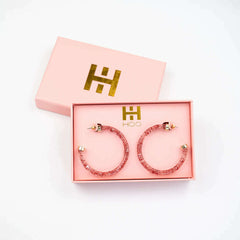8.28 Boutique:Hoo Hoops,Hoo Hoop Earrings,Earrings,Pink Foil