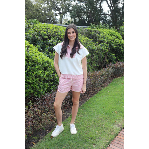 Entro Pink Stripe Cherry Mini Dress