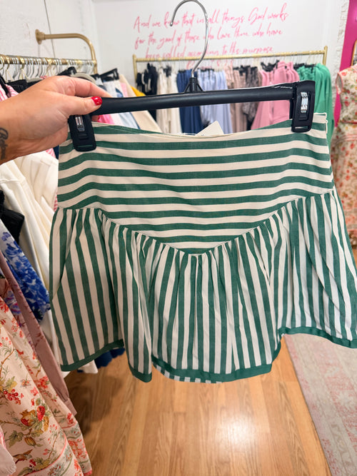 Joy*Joy Green Stripe Mini Skort