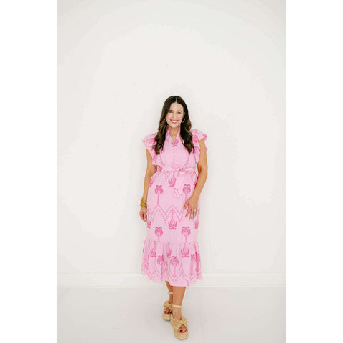 Entro Pink Stripe Cherry Mini Dress