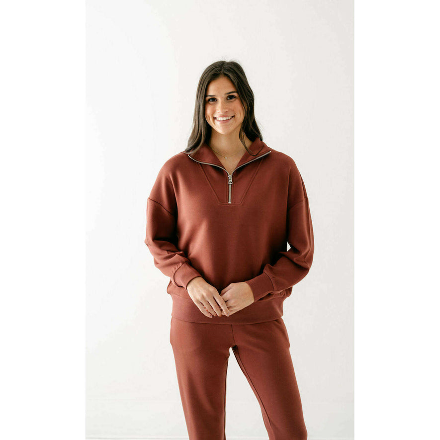 Varley Hawley Half Zip Sweat in Cinnamon – 8.28 Boutique