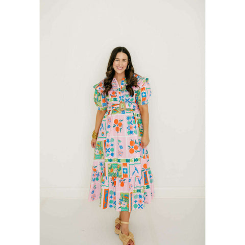 Entro Pink Stripe Cherry Mini Dress