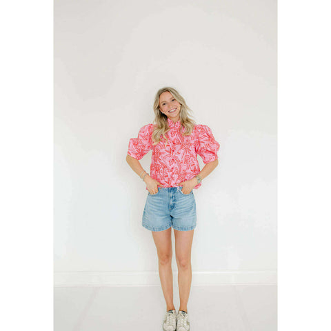 Entro Pink Stripe Cherry Mini Dress