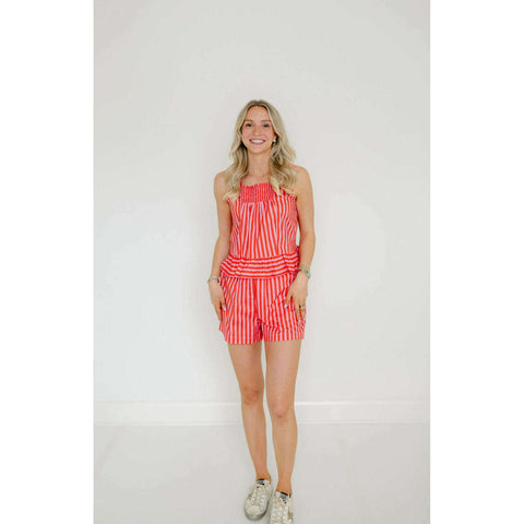 Entro Pink Stripe Cherry Mini Dress