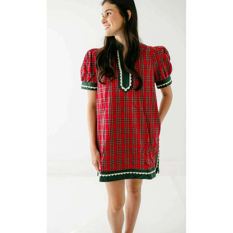 House of MBR Red Tartan Bouvier Long Dress