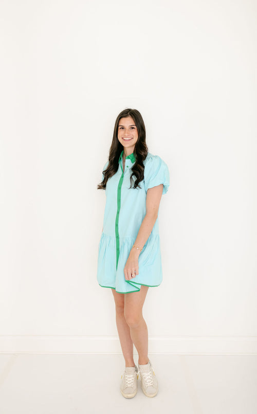 Garland Jana Dress in Solid Blue