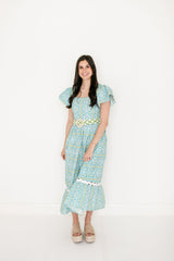 Brooks Avenue Margaret Midi Dress in Fleur de Lune Blue