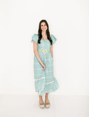 Brooks Avenue Margaret Midi Dress in Fleur de Lune Blue