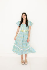 Brooks Avenue Margaret Midi Dress in Fleur de Lune Blue