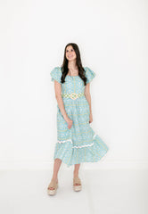 Brooks Avenue Margaret Midi Dress in Fleur de Lune Blue